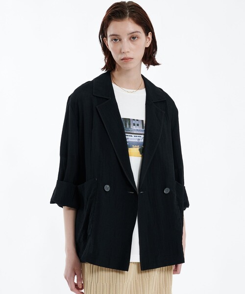 PUBLIC TOKYO（パブリックトウキョウ）の「シアーダブルジャケット（テーラードジャケット・レディース・ブラック/ホワイト・1/2）」の16枚目の写真