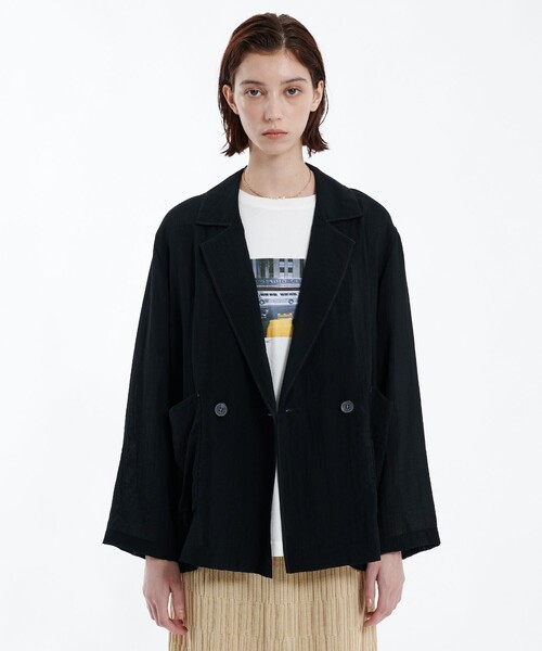 PUBLIC TOKYO（パブリックトウキョウ）の「シアーダブルジャケット（テーラードジャケット・レディース・ブラック/ホワイト・1/2）」の17枚目の写真