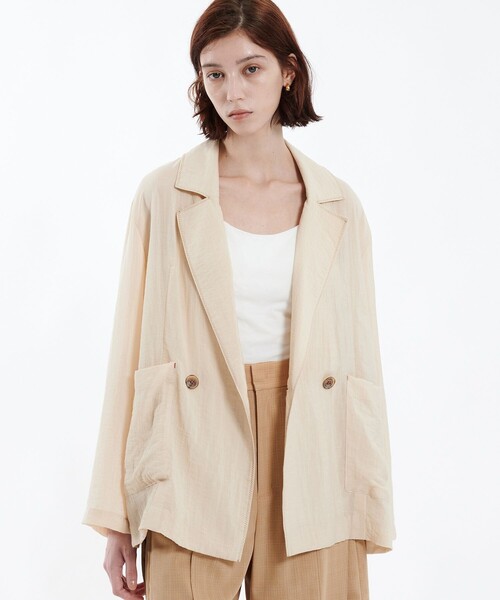 PUBLIC TOKYO（パブリックトウキョウ）の「シアーダブルジャケット（テーラードジャケット・レディース・ブラック/ホワイト・1/2）」の2枚目の写真