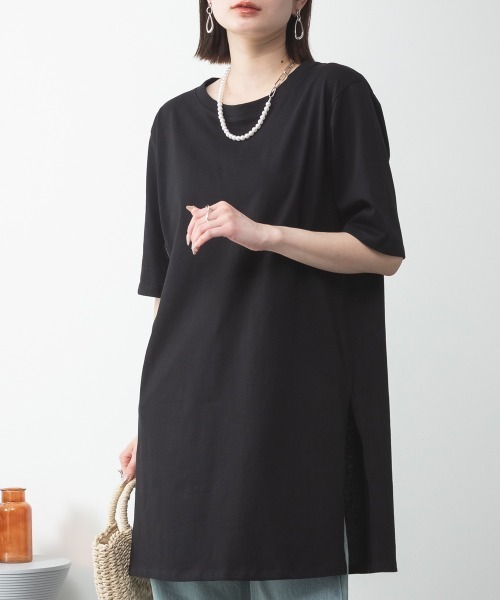 セール】コットン5分袖チュニックTシャツ（Tシャツ/カットソー）｜RCD