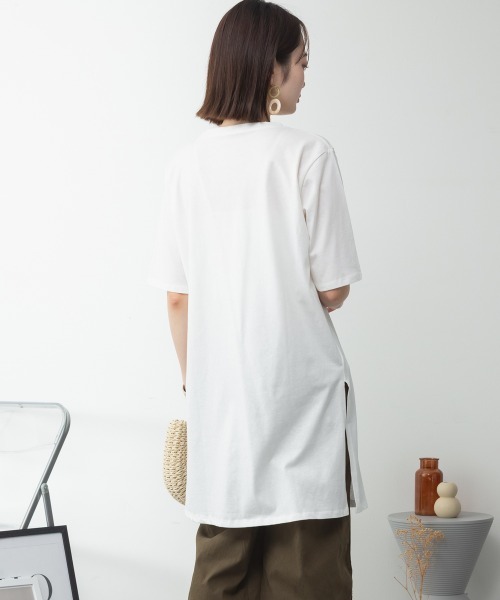 RCD(アールシーディー)の「コットン5分袖チュニックTシャツ(Tシャツ/カットソー・レディース・モカ/ブラック/カーキ/グレイッシュベージュ/オフホワイト・F)」の14枚目の写真