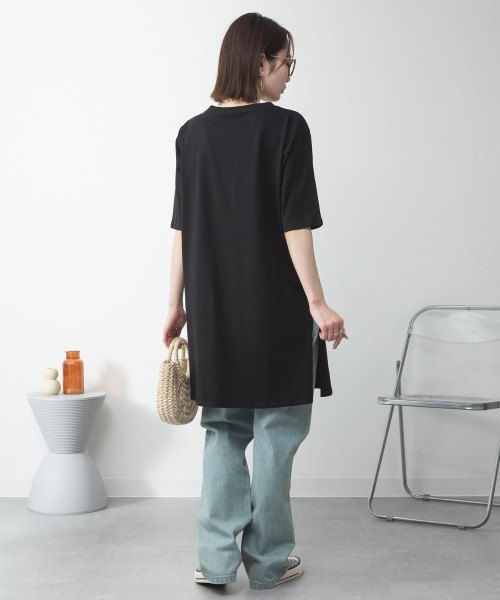 セール】コットン5分袖チュニックTシャツ（Tシャツ/カットソー）｜RCD