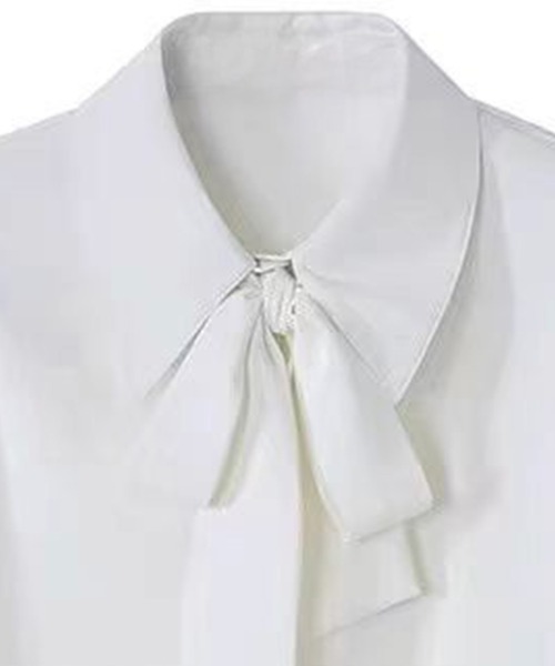 DAY CLOSET(デイ クローゼット)の「レディース ぽわんと可愛い。半袖ボウタイリボンブラウス(シャツ/ブラウス・レディース・ホワイト・M/XL/L)」の6枚目の写真