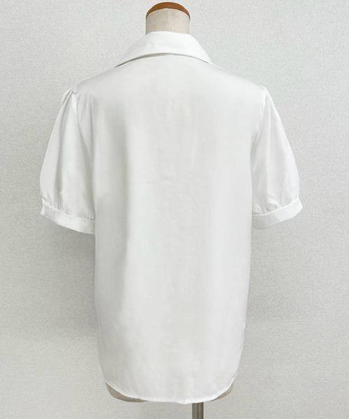 DAY CLOSET(デイ クローゼット)の「レディース ぽわんと可愛い。半袖ボウタイリボンブラウス(シャツ/ブラウス・レディース・ホワイト・M/XL/L)」の9枚目の写真