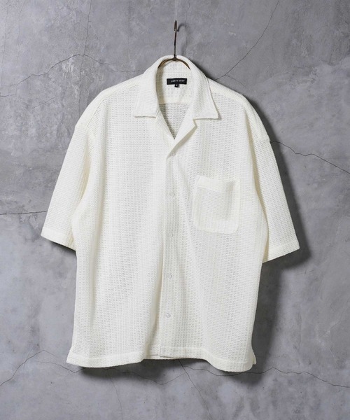 jiggys shop(ジギーズショップ)の「メッシュ ドライタッチ ビッグシルエット オープンカラー シア―シャツ(シャツ/ブラウス・メンズ・アイボリー/ブラック/カーキ・LARGE/X-LARGE/MEDIUM)」の17枚目の写真