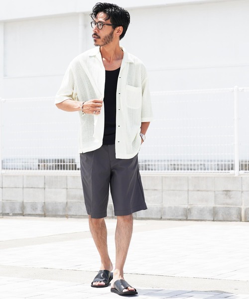 jiggys shop(ジギーズショップ)の「メッシュ ドライタッチ ビッグシルエット オープンカラー シア―シャツ(シャツ/ブラウス・メンズ・アイボリー/ブラック/カーキ・LARGE/X-LARGE/MEDIUM)」の18枚目の写真