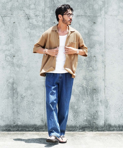jiggys shop(ジギーズショップ)の「メッシュ ドライタッチ ビッグシルエット オープンカラー シア―シャツ(シャツ/ブラウス・メンズ・アイボリー/ブラック/カーキ・LARGE/X-LARGE/MEDIUM)」の7枚目の写真