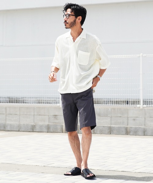 jiggys shop(ジギーズショップ)の「メッシュ ドライタッチ ビッグシルエット オープンカラー シア―シャツ(シャツ/ブラウス・メンズ・アイボリー/ブラック/カーキ・LARGE/X-LARGE/MEDIUM)」の10枚目の写真