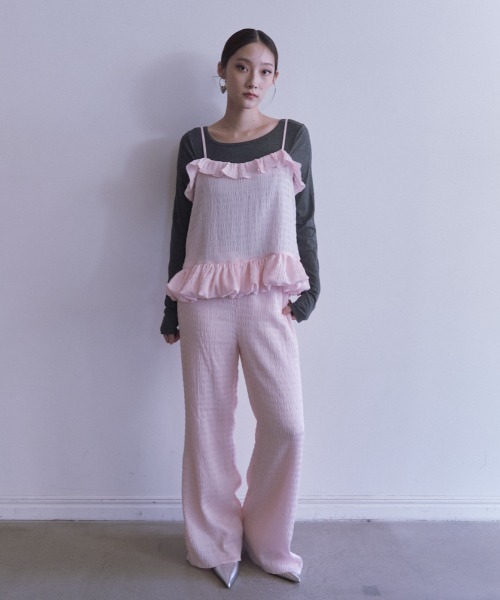 HONEY MI HONEY(ハニーミーハニー)の「dreamy satin wide pants(その他パンツ・レディース・オフホワイト/ブラック/ピンク・FREE)」の14枚目の写真