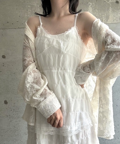 fiere(フィエール)の「ティアードロングキャミワンピース(ワンピース・レディース・ホワイト/ブラック・MEDIUM/LARGE/SMALL)」の1枚目の写真