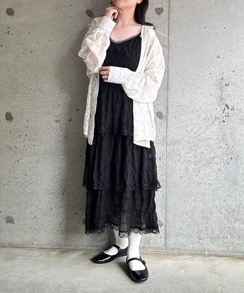 fiere(フィエール)の「ティアードロングキャミワンピース(ワンピース・レディース・ホワイト/ブラック・MEDIUM/LARGE/SMALL)」の3枚目の写真