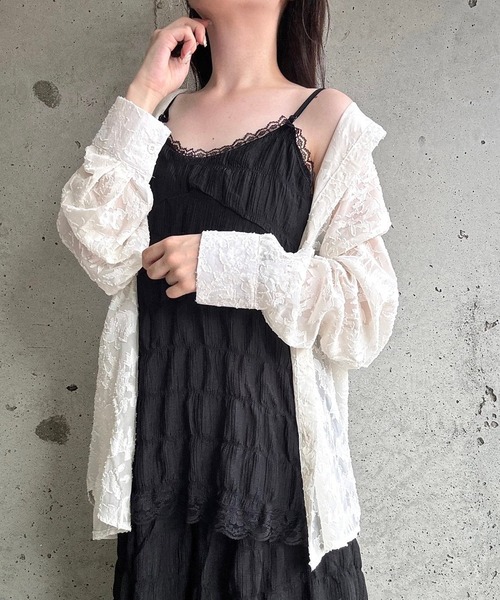 fiere(フィエール)の「ティアードロングキャミワンピース(ワンピース・レディース・ホワイト/ブラック・MEDIUM/LARGE/SMALL)」の7枚目の写真