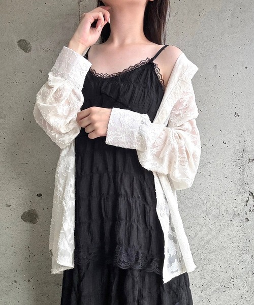 fiere(フィエール)の「ティアードロングキャミワンピース(ワンピース・レディース・ホワイト/ブラック・MEDIUM/LARGE/SMALL)」の8枚目の写真