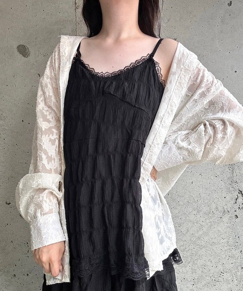 fiere(フィエール)の「ティアードロングキャミワンピース(ワンピース・レディース・ホワイト/ブラック・MEDIUM/LARGE/SMALL)」の9枚目の写真