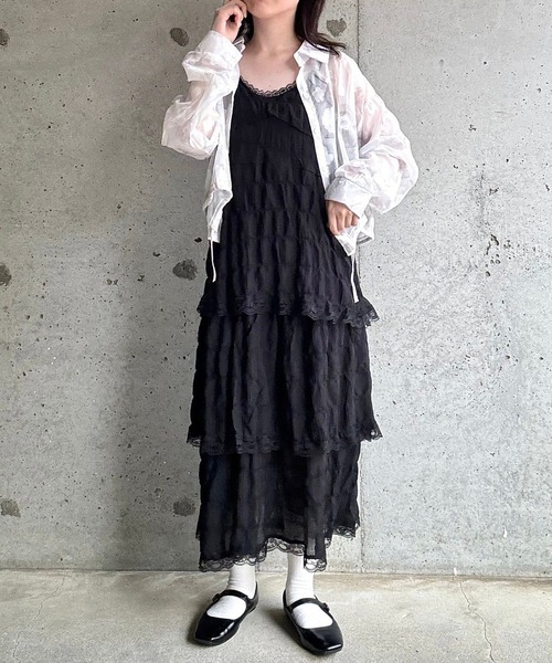 fiere(フィエール)の「ティアードロングキャミワンピース(ワンピース・レディース・ホワイト/ブラック・MEDIUM/LARGE/SMALL)」の18枚目の写真