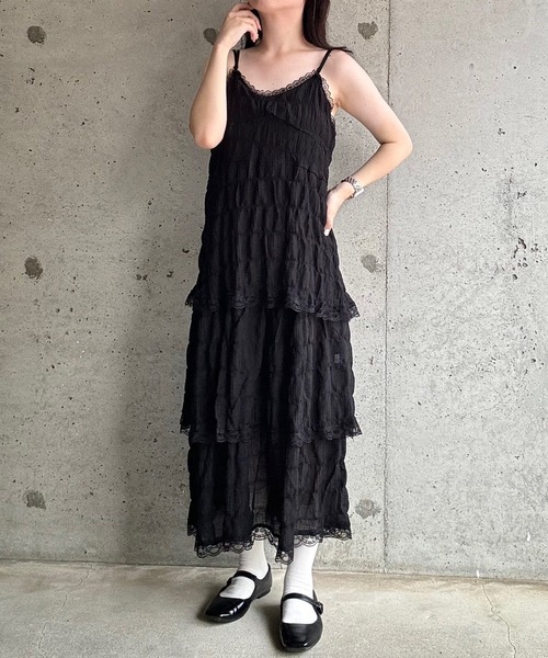 fiere(フィエール)の「ティアードロングキャミワンピース(ワンピース・レディース・ホワイト/ブラック・MEDIUM/LARGE/SMALL)」の19枚目の写真