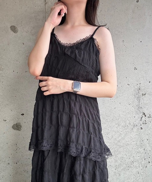 fiere(フィエール)の「ティアードロングキャミワンピース(ワンピース・レディース・ホワイト/ブラック・MEDIUM/LARGE/SMALL)」の20枚目の写真