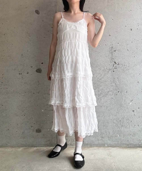 fiere(フィエール)の「ティアードロングキャミワンピース(ワンピース・レディース・ホワイト/ブラック・MEDIUM/LARGE/SMALL)」の12枚目の写真