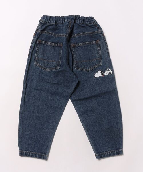 GROOVY COLORS（グルービーカラーズ）の「Uneven Denim SNOOPY Pants（デニムパンツ・キッズ・ネイビー・120/110）」の2枚目の写真