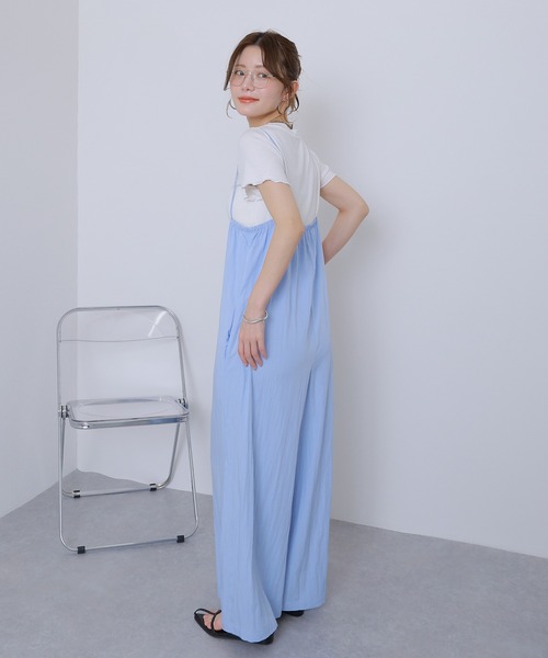 LAULEN（ローレン）の「camisole salopette pants set /ワイドキャミソールサロペットパンツセット（サロペット/オーバーオール・レディース・ブルー/チャコールグレー・FREE）」の3枚目の写真