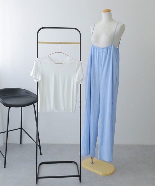 LAULEN（ローレン）の「camisole salopette pants set /ワイドキャミソールサロペットパンツセット（サロペット/オーバーオール・レディース・ブルー/チャコールグレー・FREE）」の8枚目の写真