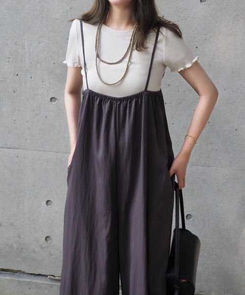 LAULEN（ローレン）の「camisole salopette pants set /ワイドキャミソールサロペットパンツセット（サロペット/オーバーオール・レディース・ブルー/チャコールグレー・FREE）」の9枚目の写真