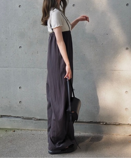 LAULEN（ローレン）の「camisole salopette pants set /ワイドキャミソールサロペットパンツセット（サロペット/オーバーオール・レディース・ブルー/チャコールグレー・FREE）」の10枚目の写真