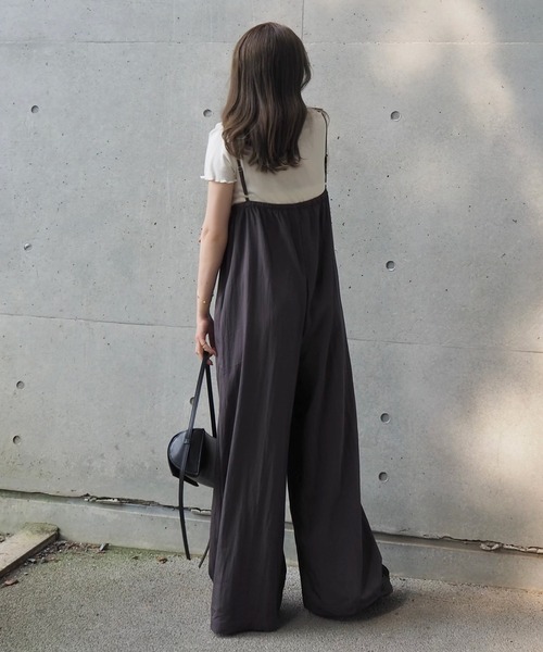 LAULEN（ローレン）の「camisole salopette pants set /ワイドキャミソールサロペットパンツセット（サロペット/オーバーオール・レディース・ブルー/チャコールグレー・FREE）」の11枚目の写真