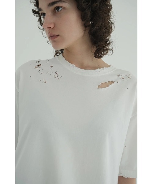 CLANE（クラネ）の「CLANE/クラネ/CRUSH DESIGN OVER TEE（Tシャツ/カットソー・レディース・チャコールグレー/ホワイト・1）」の15枚目の写真