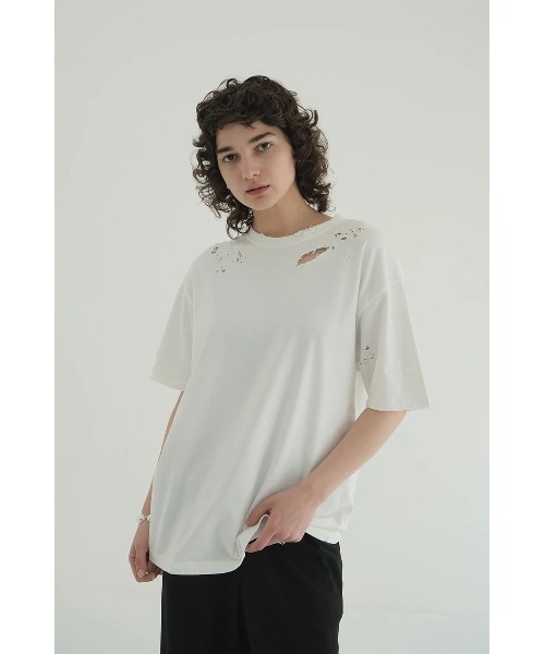 CLANE（クラネ）の「CLANE/クラネ/CRUSH DESIGN OVER TEE（Tシャツ/カットソー・レディース・チャコールグレー/ホワイト・1）」の17枚目の写真