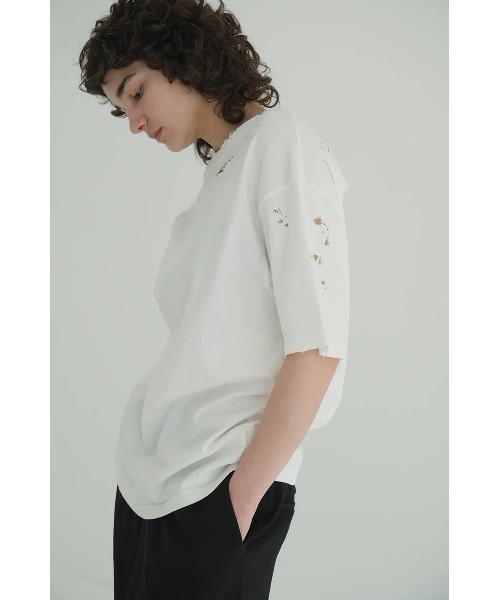 CLANE（クラネ）の「CLANE/クラネ/CRUSH DESIGN OVER TEE（Tシャツ/カットソー・レディース・チャコールグレー/ホワイト・1）」の18枚目の写真