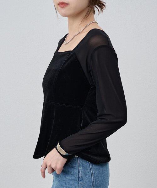 SHENERY（シーナリー）の「《すっきり見え》ベロアペプラムトップス（シャツ/ブラウス・レディース・ブラック/ブラウン・FREE）」の15枚目の写真