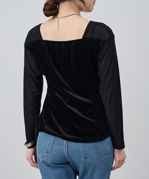 SHENERY（シーナリー）の「《すっきり見え》ベロアペプラムトップス（シャツ/ブラウス・レディース・ブラック/ブラウン・FREE）」の18枚目の写真