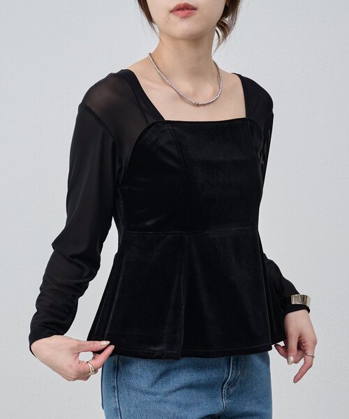 SHENERY（シーナリー）の「《すっきり見え》ベロアペプラムトップス（シャツ/ブラウス・レディース・ブラック/ブラウン・FREE）」の20枚目の写真