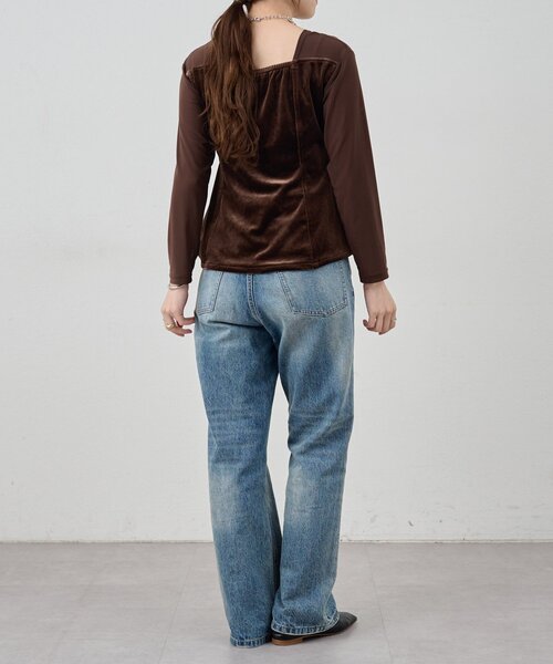 すっきり見え》ベロアペプラムトップス（シャツ/ブラウス