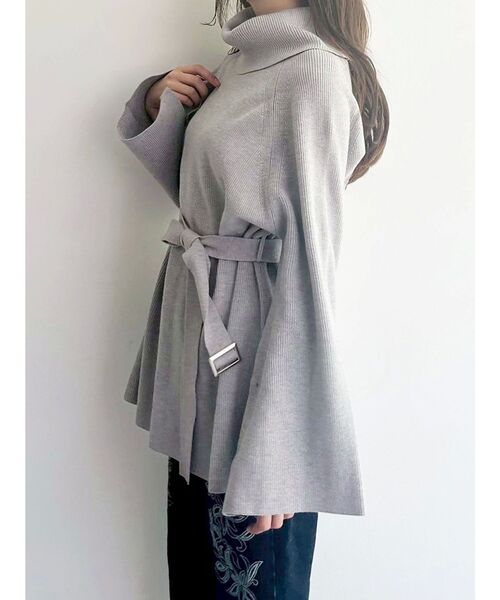 MERCURYDUO（マーキュリーデュオ）の「ベルテッドオフタートルニット（ニット/セーター・レディース・グレー/ブラウン・FREE）」の15枚目の写真