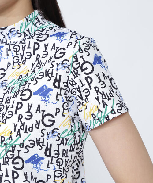 PEARLY GATES(パーリーゲイツ)の「【PEARLY GATES】BALLくんロゴ総柄プリント半袖モックネックカットソー(Tシャツ/カットソー・レディース・ダークインディゴブルー/ホワイト系その他・MEDIUM/LARGE)」の3枚目の写真