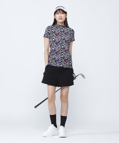 PEARLY GATES(パーリーゲイツ)の「【PEARLY GATES】BALLくんロゴ総柄プリント半袖モックネックカットソー(Tシャツ/カットソー・レディース・ダークインディゴブルー/ホワイト系その他・MEDIUM/LARGE)」の9枚目の写真