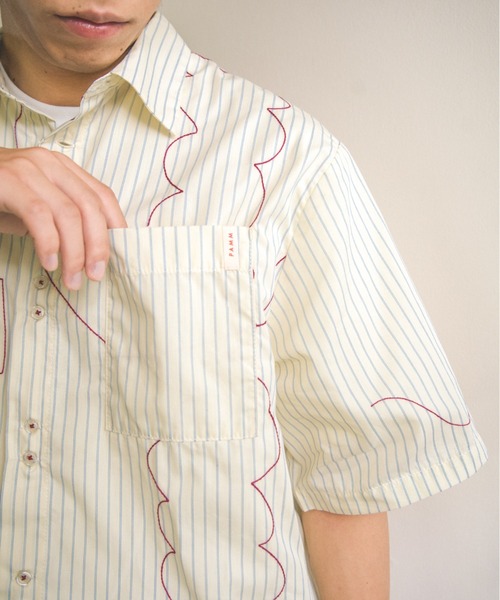 PAMM(パム)の「寛大なインテリアのストライプ刺繍シャツ(シャツ/ブラウス・レディース・ブルー/イエロー・フリー)」の19枚目の写真