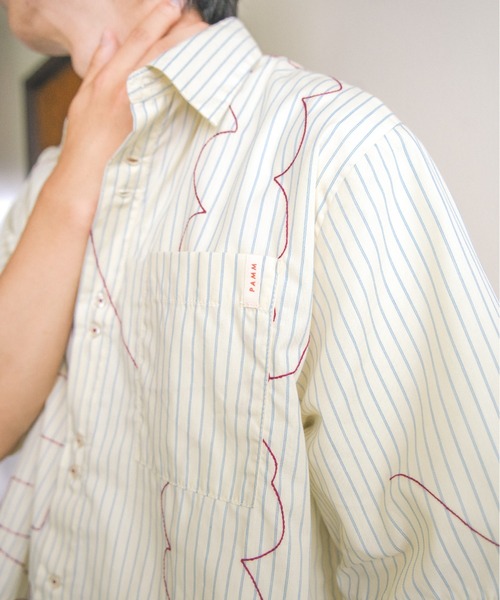 PAMM(パム)の「寛大なインテリアのストライプ刺繍シャツ(シャツ/ブラウス・レディース・ブルー/イエロー・フリー)」の20枚目の写真