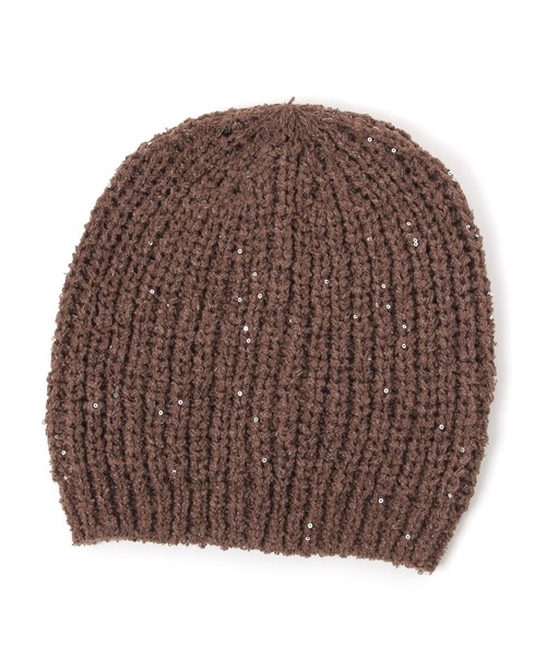 LAKOLE（ラコレ）の「ザックリスパンコールワッチ / 499977（ニットキャップ/ビーニー・レディース・ブラック/オフホワイト/ブラウン・FREE）」の3枚目の写真