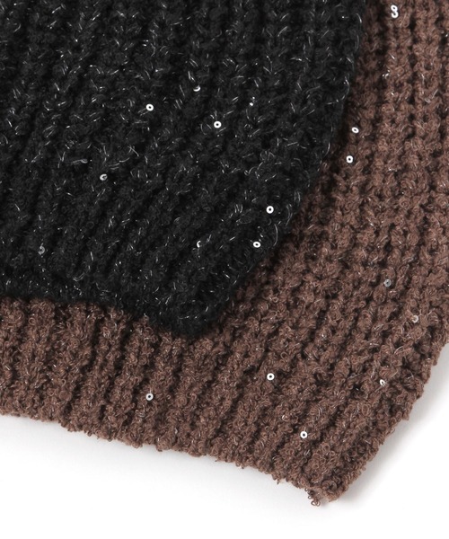 LAKOLE（ラコレ）の「ザックリスパンコールワッチ / 499977（ニットキャップ/ビーニー・レディース・ブラック/オフホワイト/ブラウン・FREE）」の7枚目の写真