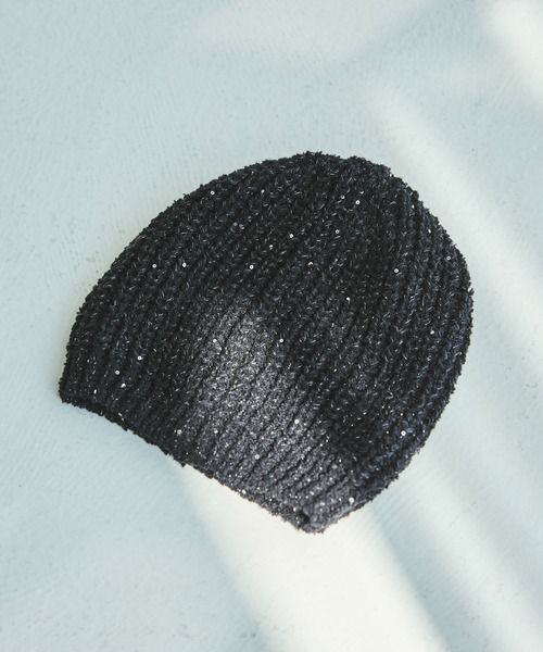 LAKOLE（ラコレ）の「ザックリスパンコールワッチ / 499977（ニットキャップ/ビーニー・レディース・ブラック/オフホワイト/ブラウン・FREE）」の14枚目の写真