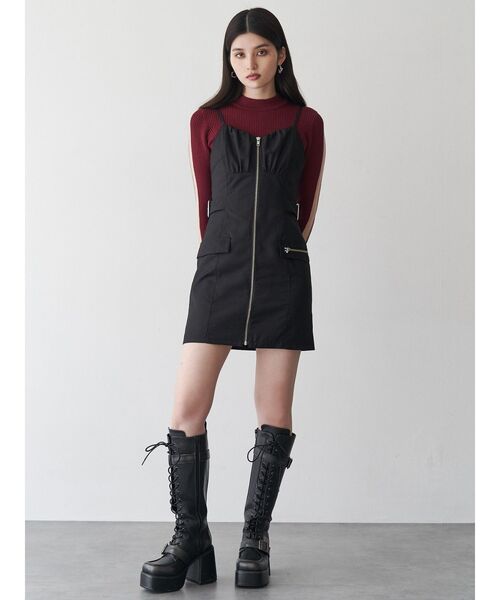 MURUA（ムルーア）の「フロントZIPミニジャンスカ（ワンピース・レディース・ブラック/ブラウン・FREE）」の4枚目の写真