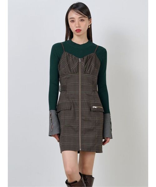 MURUA（ムルーア）の「フロントZIPミニジャンスカ（ワンピース・レディース・ブラック/ブラウン・FREE）」の7枚目の写真