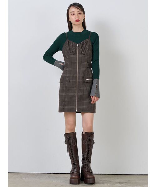 MURUA（ムルーア）の「フロントZIPミニジャンスカ（ワンピース・レディース・ブラック/ブラウン・FREE）」の9枚目の写真