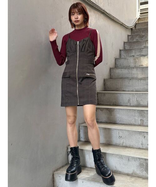 MURUA（ムルーア）の「フロントZIPミニジャンスカ（ワンピース・レディース・ブラック/ブラウン・FREE）」の20枚目の写真