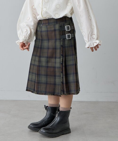 CIAOPANIC TYPY(チャオパニックティピー)の「【KIDS】プリーツミモレ丈チェックスカート(スカート・キッズ・ブルー/レッド/カーキ・X-LARGE/MEDIUM/LARGE/XX-LARGE)」の2枚目の写真