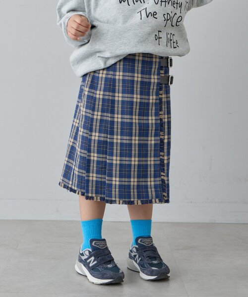 CIAOPANIC TYPY(チャオパニックティピー)の「【KIDS】プリーツミモレ丈チェックスカート(スカート・キッズ・ブルー/レッド/カーキ・X-LARGE/MEDIUM/LARGE/XX-LARGE)」の3枚目の写真