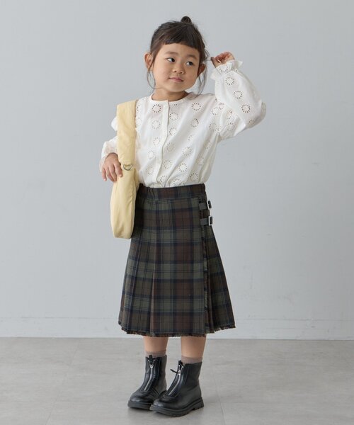 CIAOPANIC TYPY(チャオパニックティピー)の「【KIDS】プリーツミモレ丈チェックスカート(スカート・キッズ・ブルー/レッド/カーキ・X-LARGE/MEDIUM/LARGE/XX-LARGE)」の4枚目の写真